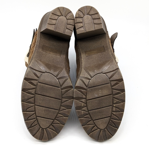 White Mountain Joker Suede Brown Ankle Boots With Faux Fur Trim Women's Size 9.5 - Picture 4 of 6